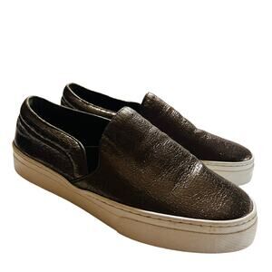 Schutz Leather Bronze Metallic Slip On Sneakers Size 8